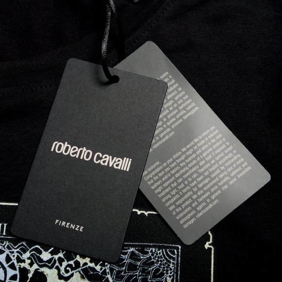 Roberto Cavalli Men's Black Graphic Print T-Shirt - Picture 7 of 7